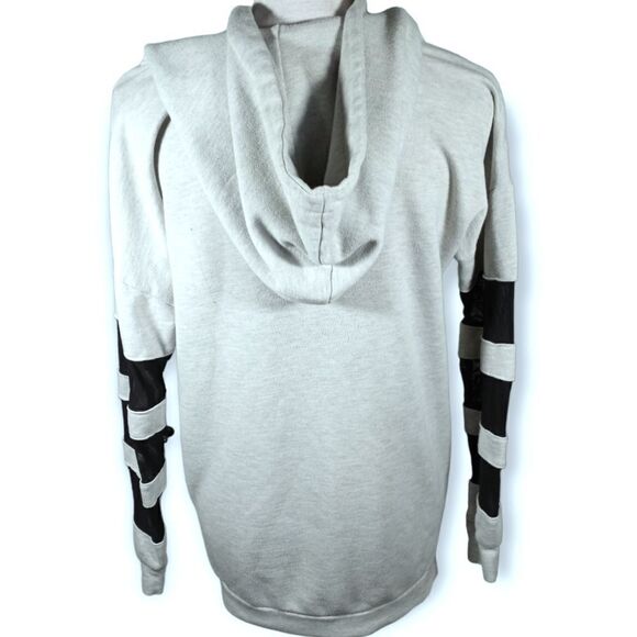FOREVER 21 GRAY & BLACK MESH SLEEVE HOODIE SZ.S GUC - Picture 3 of 5